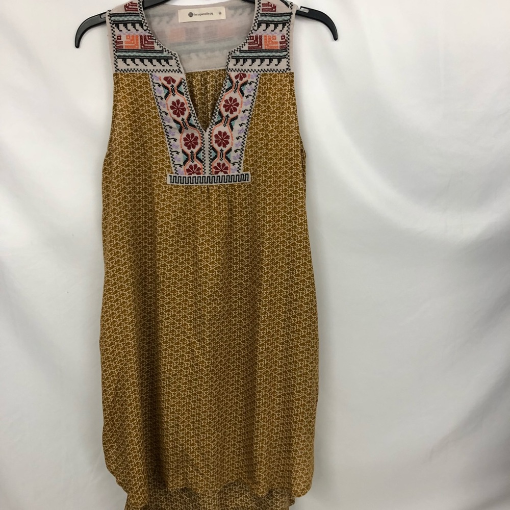 The Impeccable Pig Yellow Embroidered Mini Dress